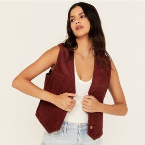 WRANGLER Femme Womens Corduroy Vest in Madder Brown / Red sz XL
